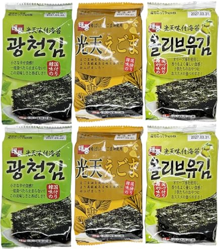 Amazon.co.jp: 【韓国のり】明太子味付のり(9切6枚x3P)、5個 【みのる